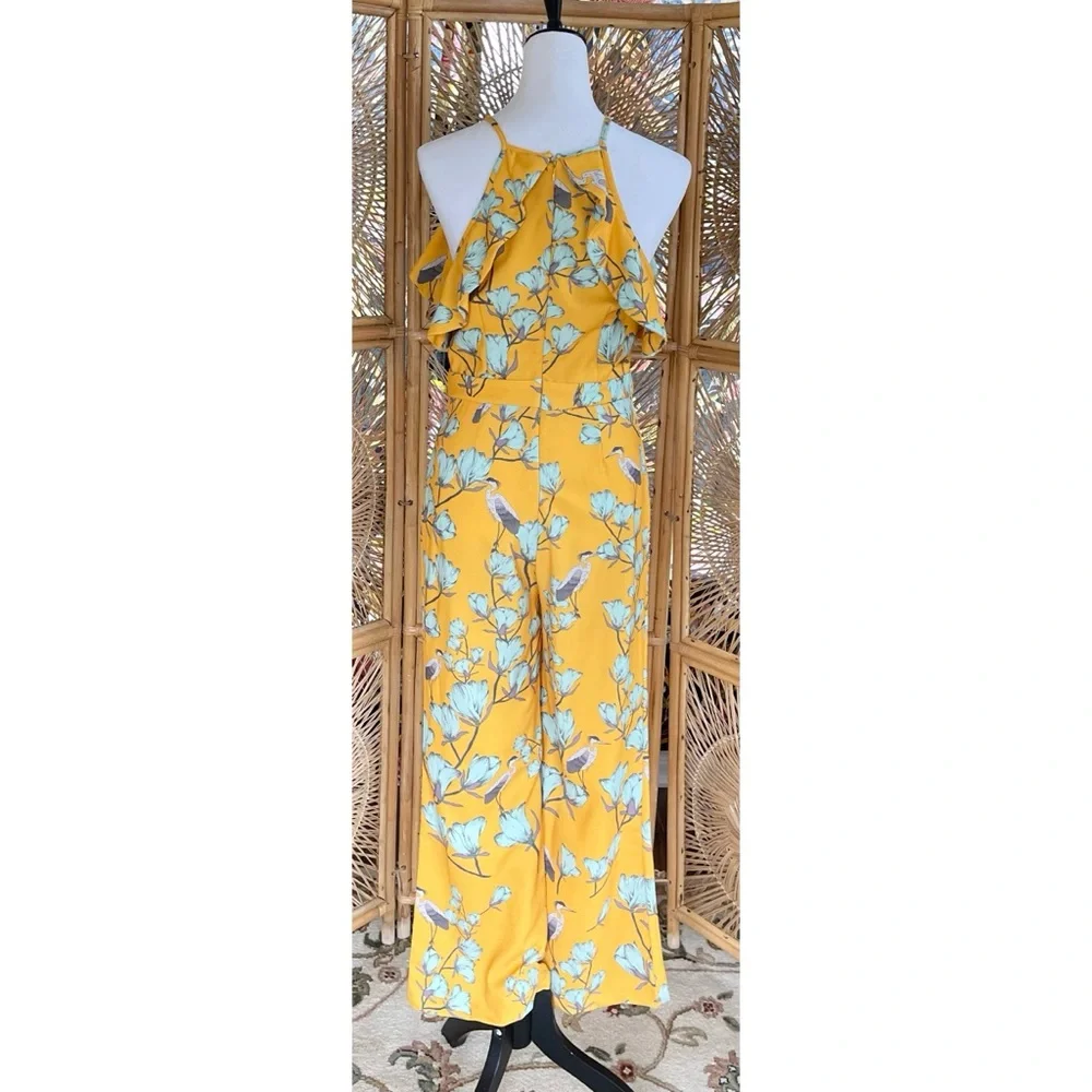 Varun Bahl Anthropologie Yellow Warbler Ruffled Crane Jumpsuit Size 6 - Picture 2 of 8